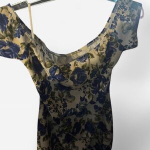 Blue and cream colored floral summer dress